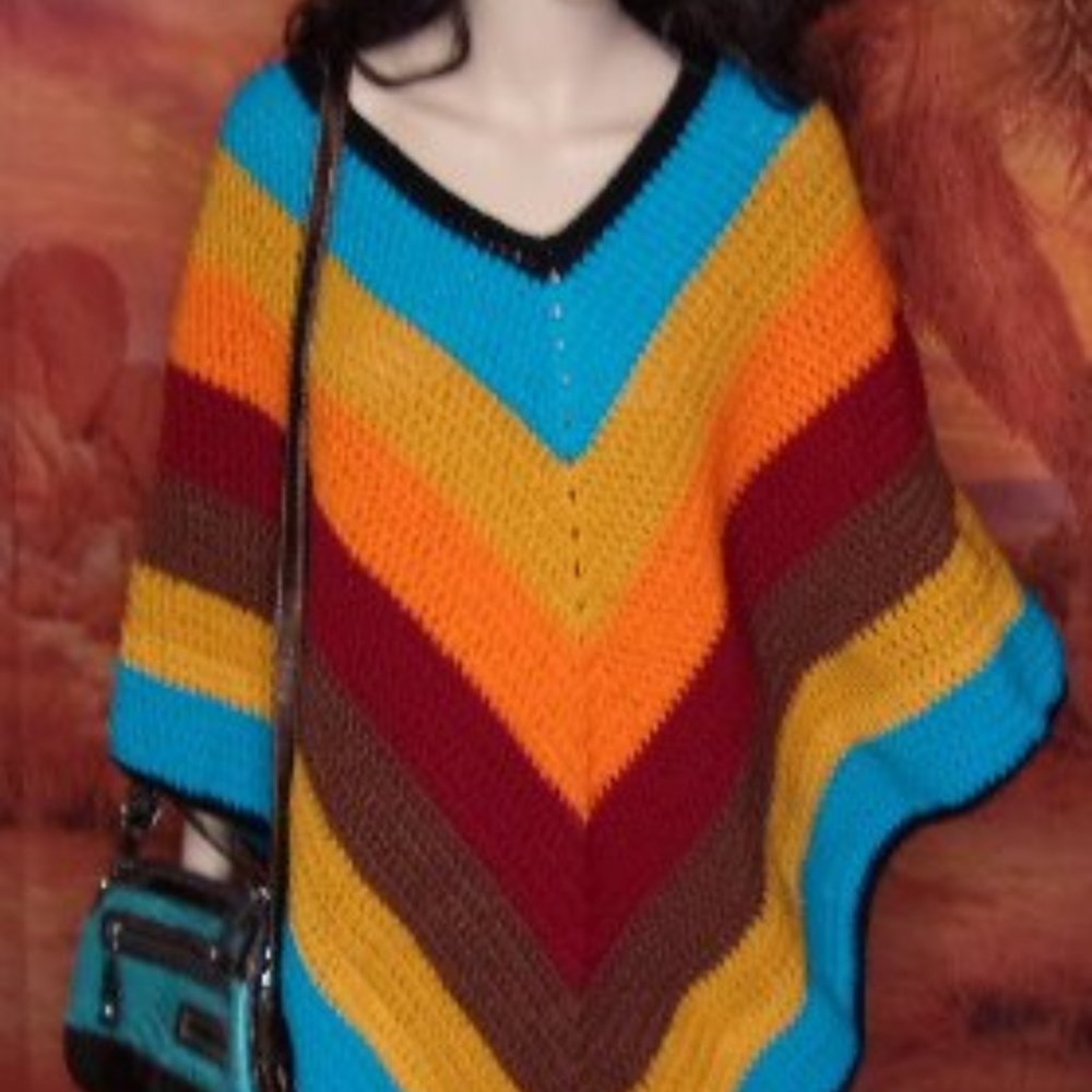 Handmade Southwestern style long poncho